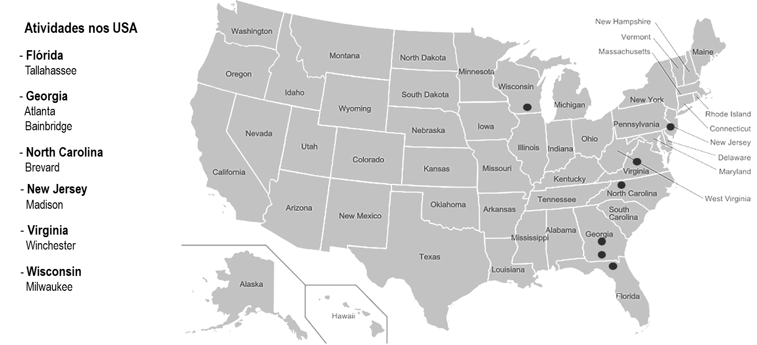 Mapa de atuação EUA